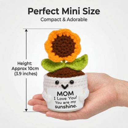 Gifts for Mom Birthday, Cute Handmade Crochet Sunflower Pot