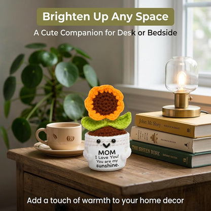Gifts for Mom Birthday, Cute Handmade Crochet Sunflower Pot