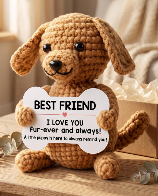 "Best Friend" Hand-Knit Dog Crochet Plush