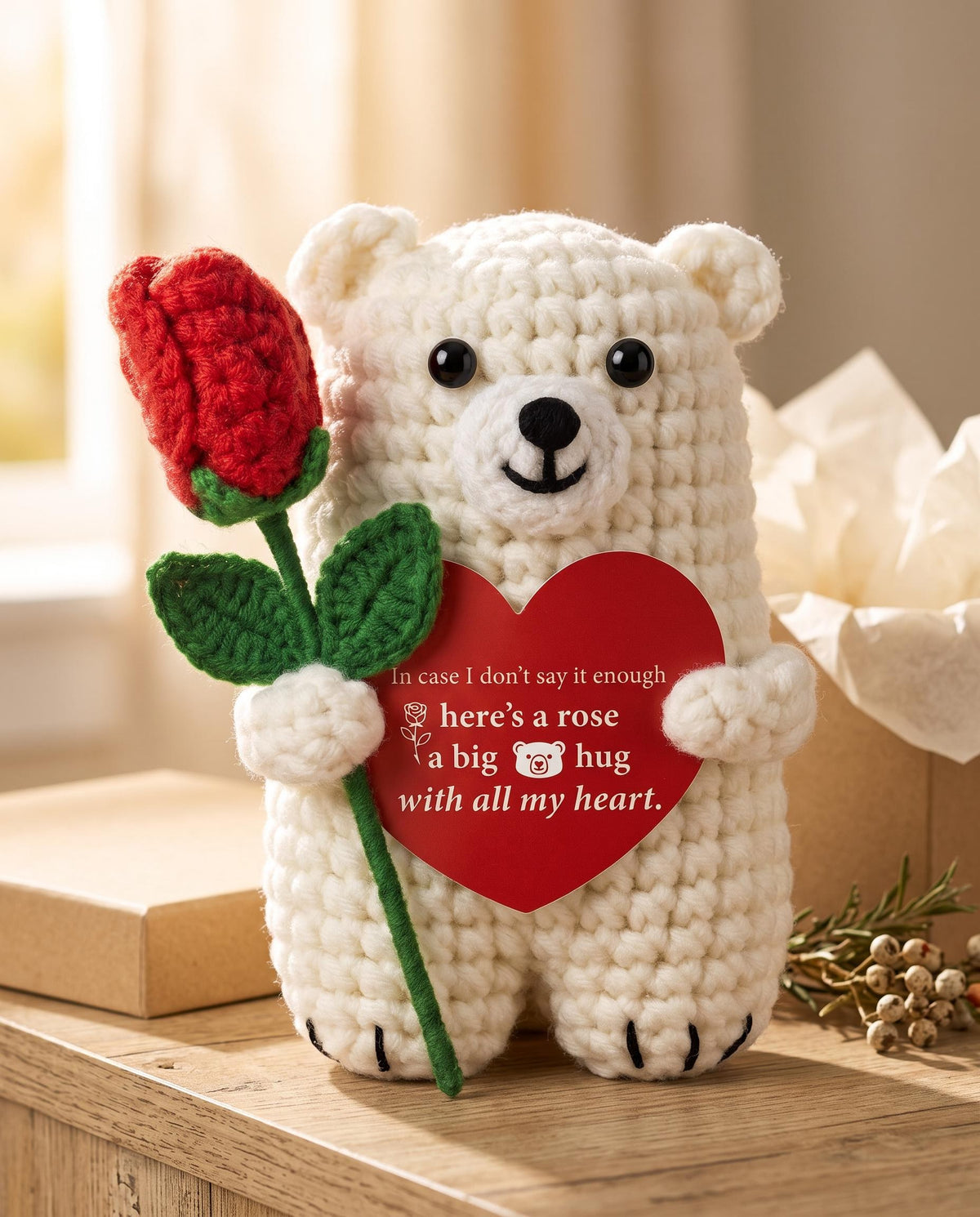 "Cheerful Polar Bear" Hand-Knit Dog Crochet Plush